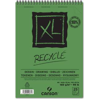XL Recyclé Skitsepapirsblok Blok med papir fra XL. Papiret er lavet af 100% genbrugsfibre. Indeholder 25 eller 50 ark afhængig af variant Vælg mellem flere størrelser.