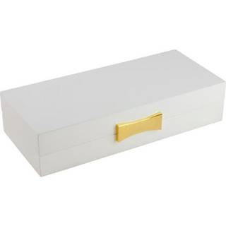 Smykkeskrin aflang i hvidt træ med guld magnetlås