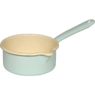 Riess Stielkasserolle mit großem Ausguß Emaille Stieltopf Pastell Türkis 14cm