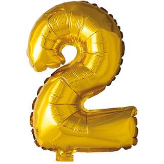 Folieballon nummer 2 i guld 41cm