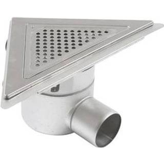 Blücher Trio gulvafløb med vandret Ø75 mm udløb trekantet samt smøremembran sideudløb. Til beton & fliser. Rustfrit stål