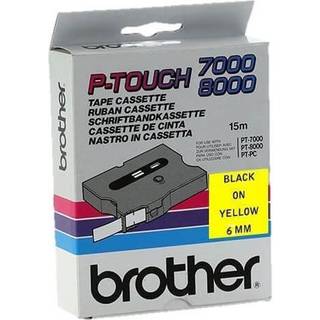 Brother TX611 TX-tape / 6 mm / Sort Tekst / Gul tape