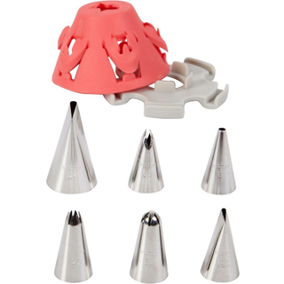 Wilton Flower Piping Tip Set med Silicone Stand Pink 7 stykker