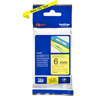 Tape Tze611 Gul/Sort 6Mm Brother