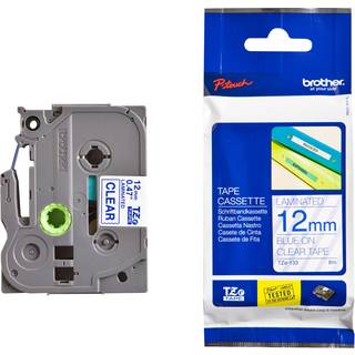 Brother TZe-133 Blå tekst på klar tape lamineret 12mm