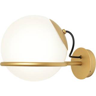 Astep - Model 237/1, 1 Opaline Sphere (14cm Diameter), Champagne Mount - Væglamper - Gino Sarfatti - Guld,Hvid