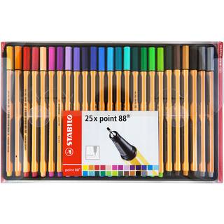 STABILO Point 88 Fineliner - 25 tusser med tynd spids