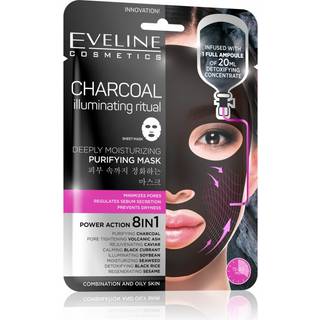 Eveline Cosmetics Charcoal Illuminating Ritual Super fugtgivende og rensende sheetmaske 1 stk. - 1 stk.