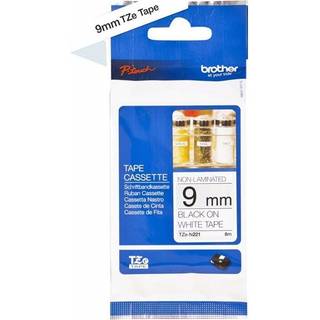 Brother TZEN221 - 9mm - Sort Tekst - Hvid Tape uden laminering