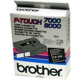 TX-355 BROTHER TX TAPE WHITE ON BLACK 24 MM X 15 M