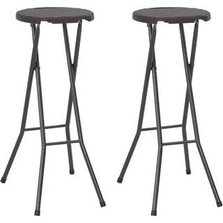 foldbare barstole 2 stk. HDPE og stål brun rattanlook