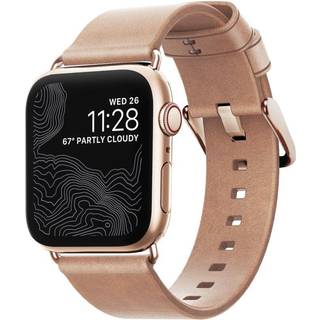 Nomad Apple Watch Series 10 42mm Modern Band Horween Leather Rustic Brown (Silver Hardware)