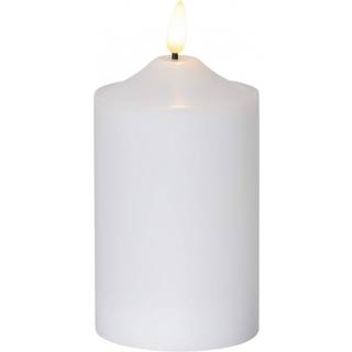 Outlet: LED Flamme 3D Bloklys Med Timer 15cm Høj - Hvid