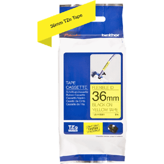 Brother TZe Fleksibel Tape - 36mm x 8m, Gul (sort skrift)