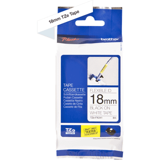 Brother TZEFX241 tape / 18 mm. / Sort Tekst / Hvid Tape