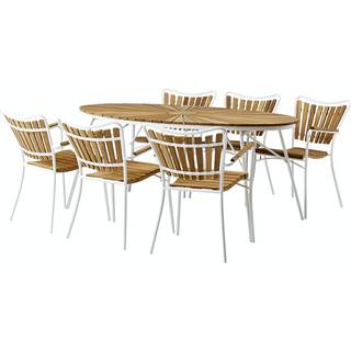 Kerteminde180x90 nonwood havemøbelsæt med 6 stole - Teak/Hvid