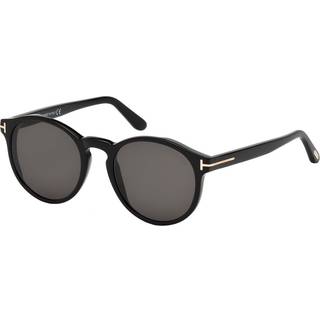 TOM FORD Unisex FT0591 IAN-02 01A Solbriller Acetat Sort Grå Rund Normal