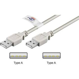 USB-A 2.0 til USB-A lade- og datakabel, grå, 3m