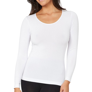Boody T-shirt Dame Langærmet Hvid Rund Hals - 1 stk