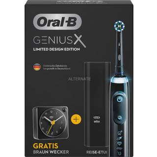 Oral-B Genius X El-tandbørste + Braun Vækkeur Black