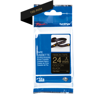 Brother Tape Stof 24mm Tze-r354 Guld/sort Satin