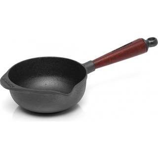 Skeppshult Traditional Soßentopf / Stielkasserolle 16 cm / 1 L - Gusseisen mit Buchenholzgriff - Schwarz