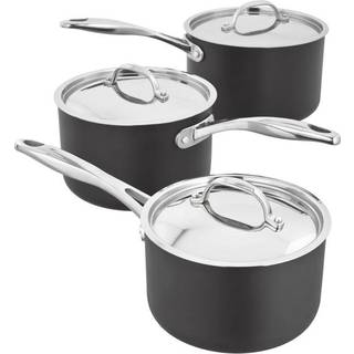 Stellar Stellar Grey Hard Anodised 3 Piece Non Stick Saucepan Set