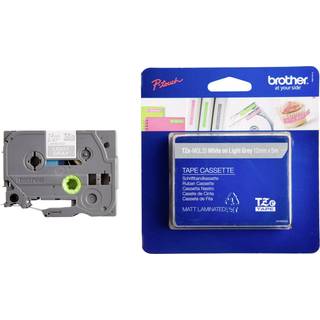 Brother TZEMQL3 labeltape 12mmx5m hvid/lysegrå