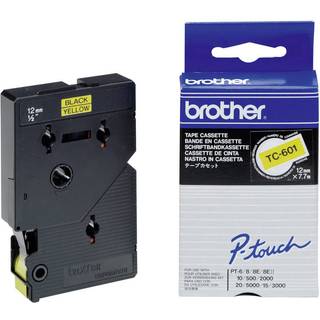 TC601-TC-601 Brother sort tekst på gul tape 12mm