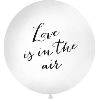 Hvid kæmpe ballon LOVE IS IN THE AIR, sort