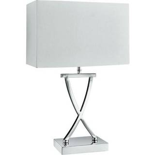 Club bordlampe, krom/hvid, 35,5 cm høj, tekstil, E14