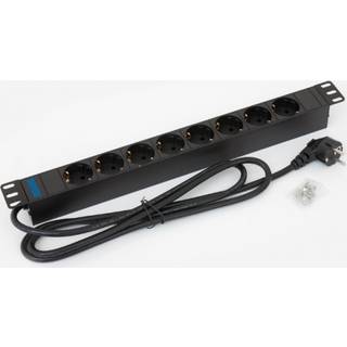 19"Schrank, zbh. Steckdosenleiste, 8xDosen(CEE7)->Stecker(CEE7),