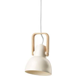 Outlet: Mazo 16PLUS Pendel Lampe Ø12 Til E14 Med Træhank - Opal/Porcelæn
