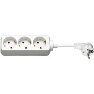 Stikdåse m/ schuko - 3 udtag - 1.5 m, hvid