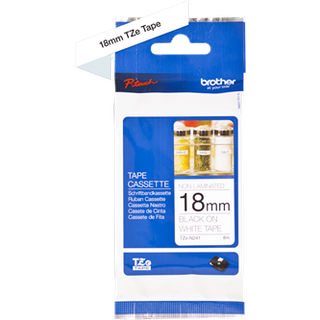 TZe tape 18mmx8m non lamineret sort-hvid, Brother TZN241