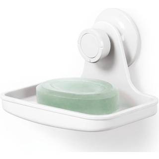 Umbra Flex Gel-Lock Sæbeskål, hvid - Stærk Gel-Lock-sugkraft, afløbshuller, hygiejnisk hævede riller, rustfrit plast