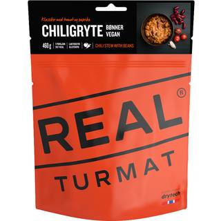 Frysetørret mad / campingmad Real Turmat Chili Stew with Beans / Chiligryde, glutenfri / vegansk / vegetarisk, portionspakke, 460 g
