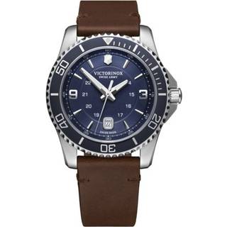 Victorinox Maverick Quartz Blue Dial Brown Leather Strap Men's Watch 241863