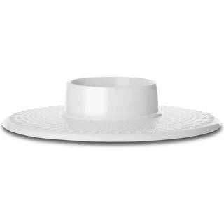 Rhombe Bloklysestage Ø14,5 cm hvid porcelæn