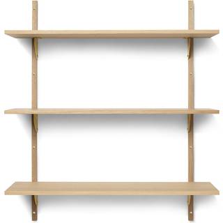 Sector Shelf - Triple - Wide - Natural Oak/Brass