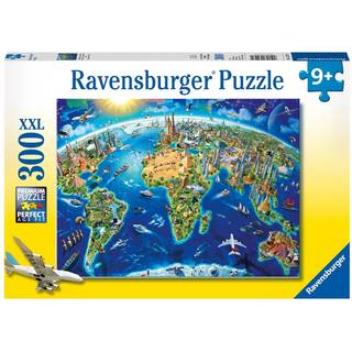 Ravensburger -World Landmarks Map - 300 Piece Jigsaw Puzzle For Kids - Hvert stykke er unikke stykker passer perfekt sammen