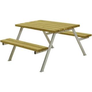PLUS Alpha bord/bænkesæt, gråbrun/nåletræ, 118 cm