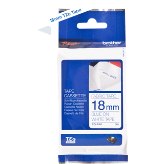 Brother Tape TZeFA4B 18mm Blue on White background
