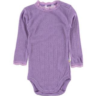 Lilla uld-silke body med blonder