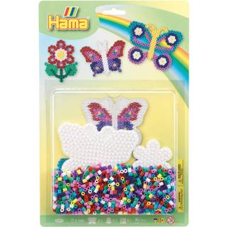 Hama Midi Perlesæt - Sommerfugl + Blomster 1.100 Perler + 2 Perleplader
