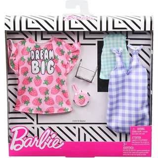 Barbie t?j 2 outfits dukke inkluderer en jordb?r-tryk kjole en tjekket kjole og top plus en jordb?r-dekoreret pung og hjerteformet solbriller gav