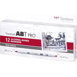 Tombow Marker ABT PRO Tusch med Dobbeltspids, 12 stk Grå