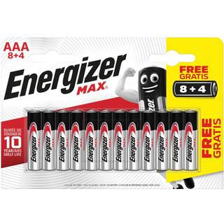 Energizer max batteri AAA LR03 alkaline 12 stk.
