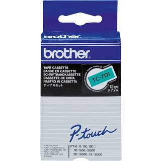 TC-701 BROTHER TC TAPE BLACK ON GREEN 12 MM X 7.7 M