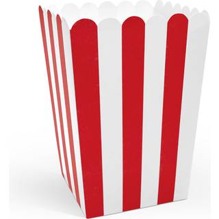 6 stk. Popcornbokse Rød/Hvid 600 ml – Nostalgisk flair til fest og hygge